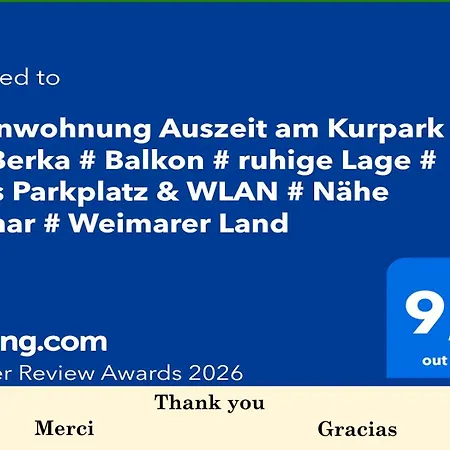 Διαμέρισμα Ferienwohnung Auszeit Am Kurpark Bad Berka - Laue Sommerabende Geniessen! # Balkon # Ruhige Lage # Gratis Parkplatz & Wlan # Naehe Weimar, Erfurt # Weimarer Land *